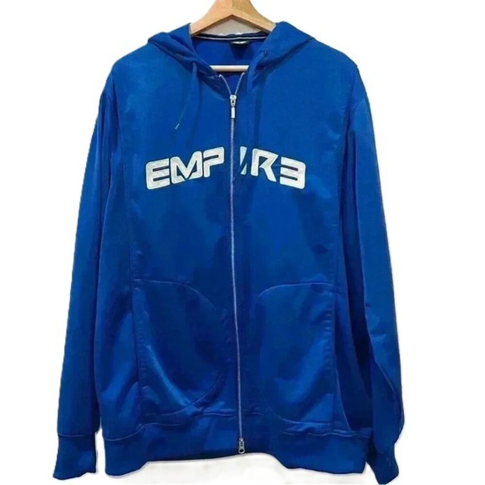 Empire Blue Zip Up Mens Logo Hooded Jacket Size XL